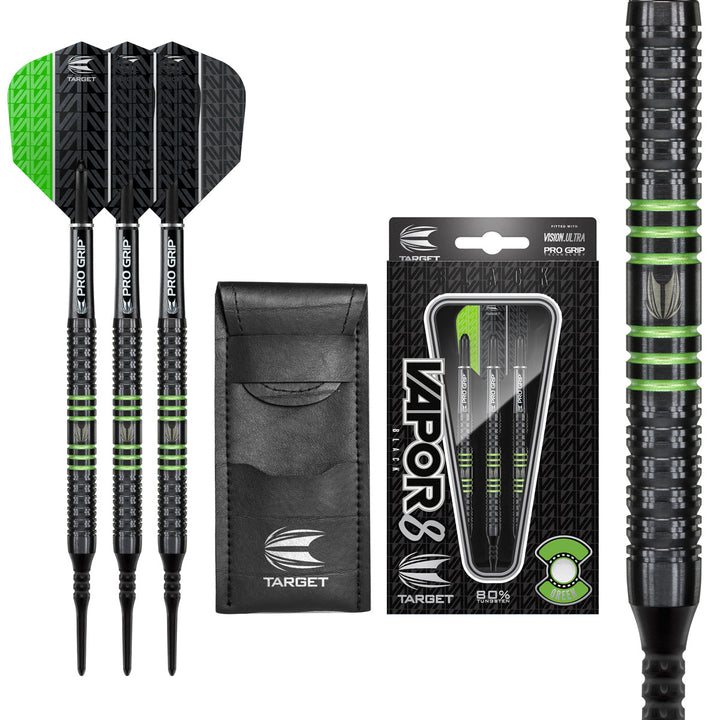 Vapor 8 Black with Green Rings Soft Tip Darts by Target - Vapor8