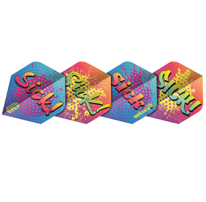 Ultrafly.100 Sick Graffiti Standard Dart Flights by Unicorn