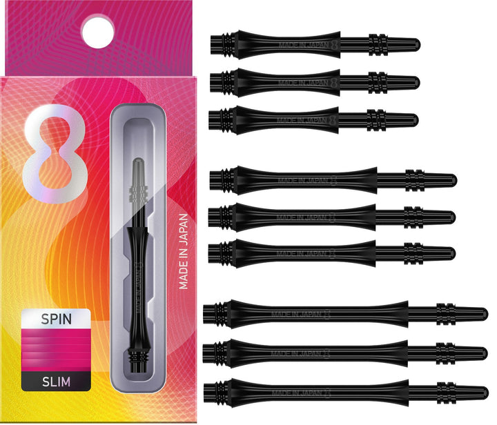 8 Black Slim Spin Dart Stems / Shafts