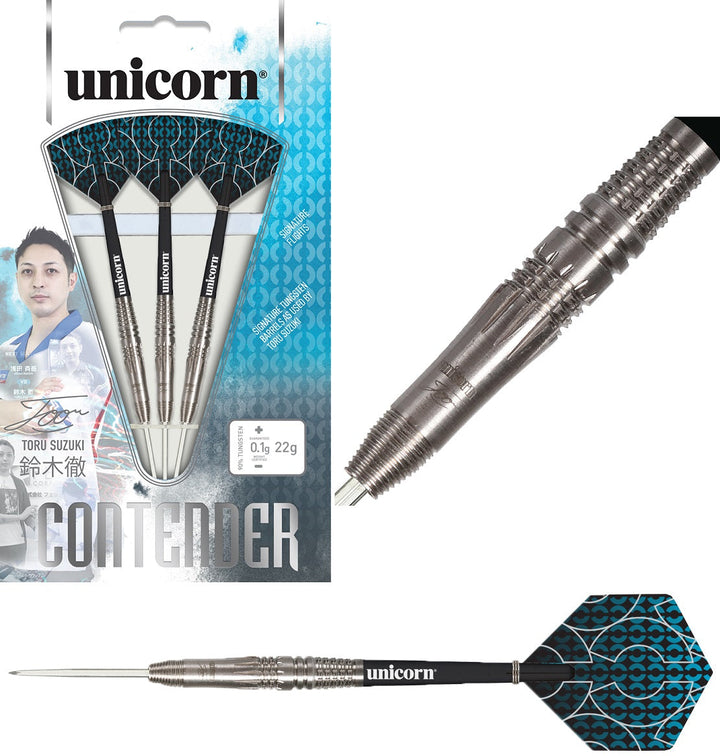Toru Suzuki P2 90% Tungsten Contender steel Tip Darts by Unicorn