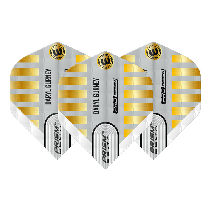 Prism Delta Daryl Gurney White and Gold Embossed Standard Dart Flights by Winmau