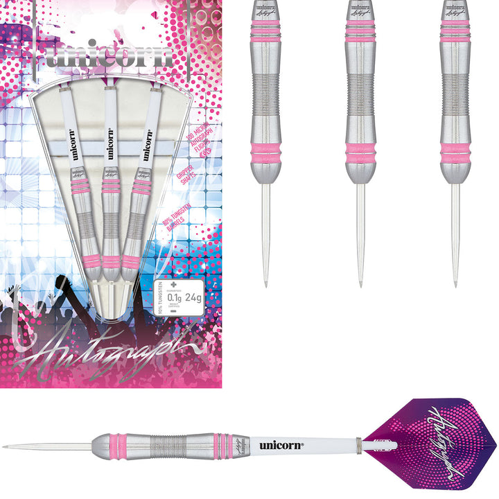 Autograph Pink Style 2 80% Tungsten Steel Tip Darts by Unicorn