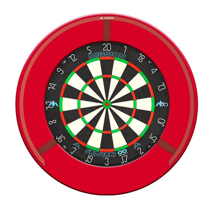 Mission Samurai Infinity Dartboard Set - Dart Board, Surround & Torus 270 Light - Red