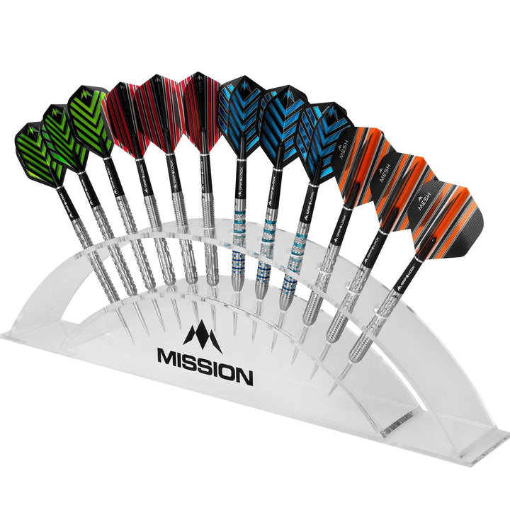 Mission Station 12 - holds 12 darts - Acrylic Darts Display Arc Colours