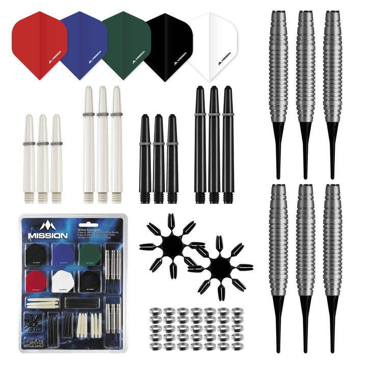 *Mission Darts Accessory Kit - 90 Piece - Flights, Shafts - Soft Tip