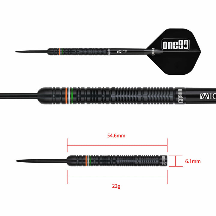 One80 Mahi Bosmia Darts - Steel Tip - 90% Tungsten - 22g