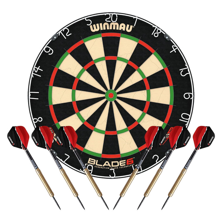 Winmau Blade 6 Dart Board with 2 Darts Sets - Professional - with Rota Lock System
