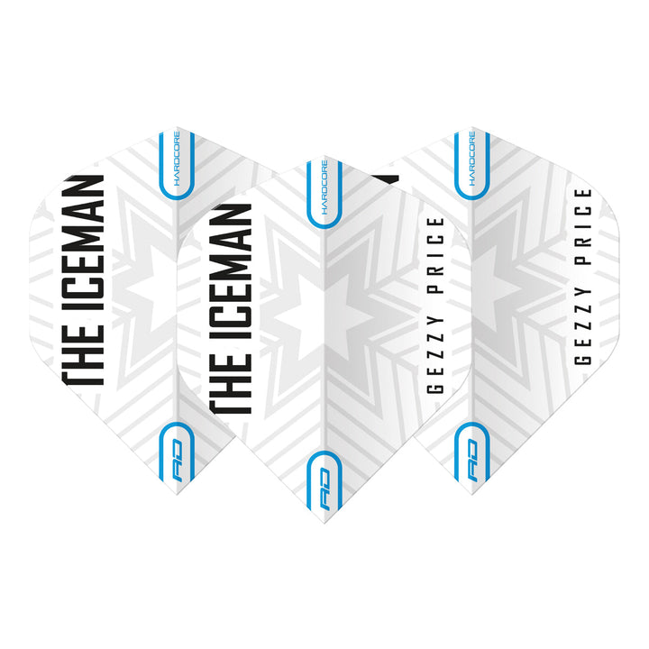 Hardcore Gerwyn Price White & Grey Snowflake Logo Standard Dart Flights by Red Dragon