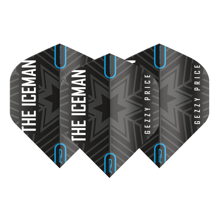 Hardcore Gerwyn Price Black & Grey Snowflake Logo Standard Dart Flights by Red Dragon