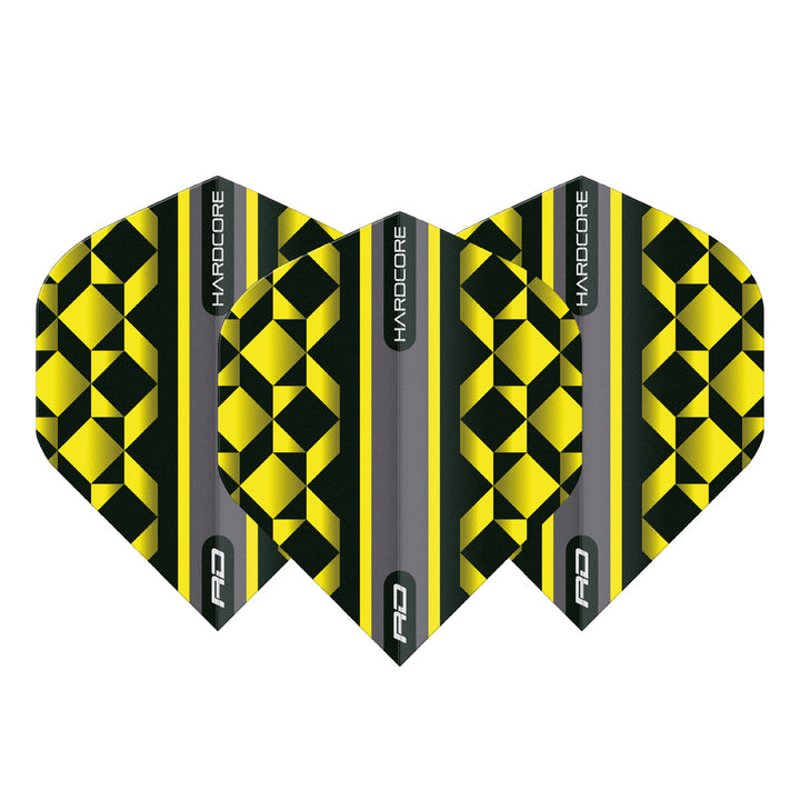 Hardcore Radical Yellow & Black Geometric Standard Dart Flights by Red Dragon