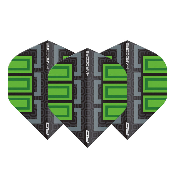Hardcore Radical Black & Green Blocks Standard Dart Flights by Red Dragon