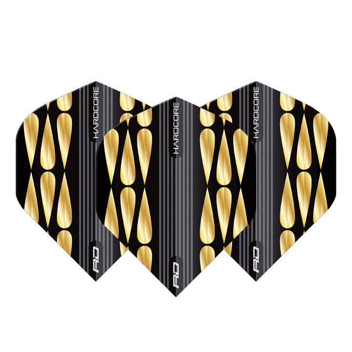 Hardcore Premium Gold & Black Teardrop Standard Dart Flights by Red Dragon