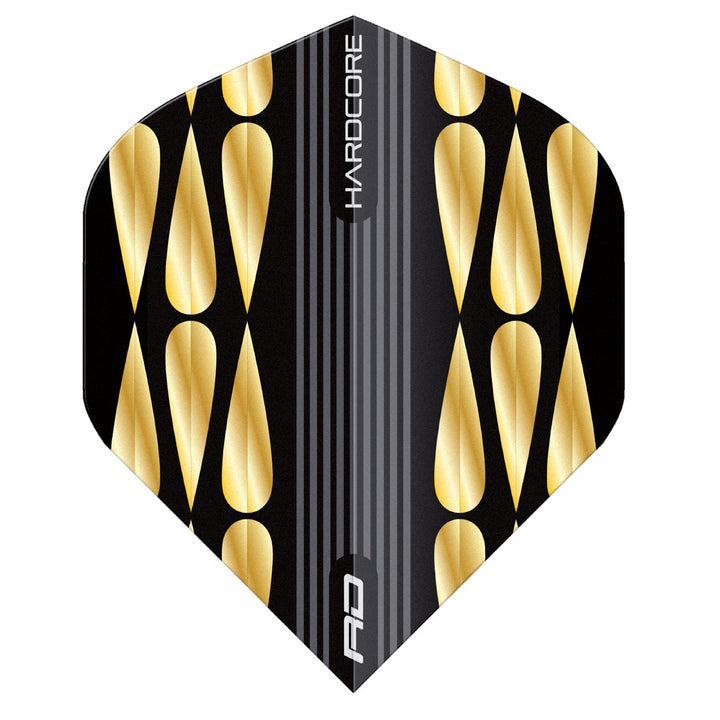 Hardcore Premium Gold & Black Teardrop Standard Dart Flights by Red Dragon