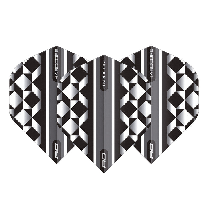 Hardcore Radical White & Black Geometric Standard Dart Flights by Red Dragon
