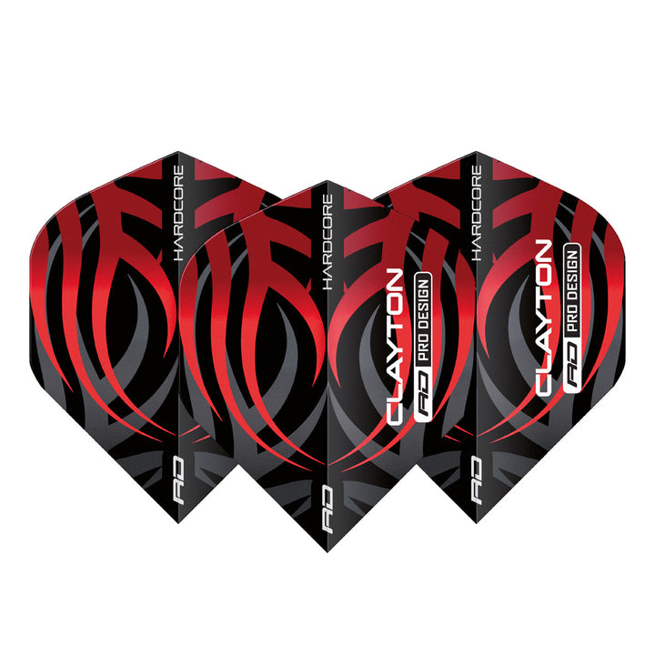 Hardcore Jonny Clayton Black & Red Tribal Standard Dart Flights by Red Dragon