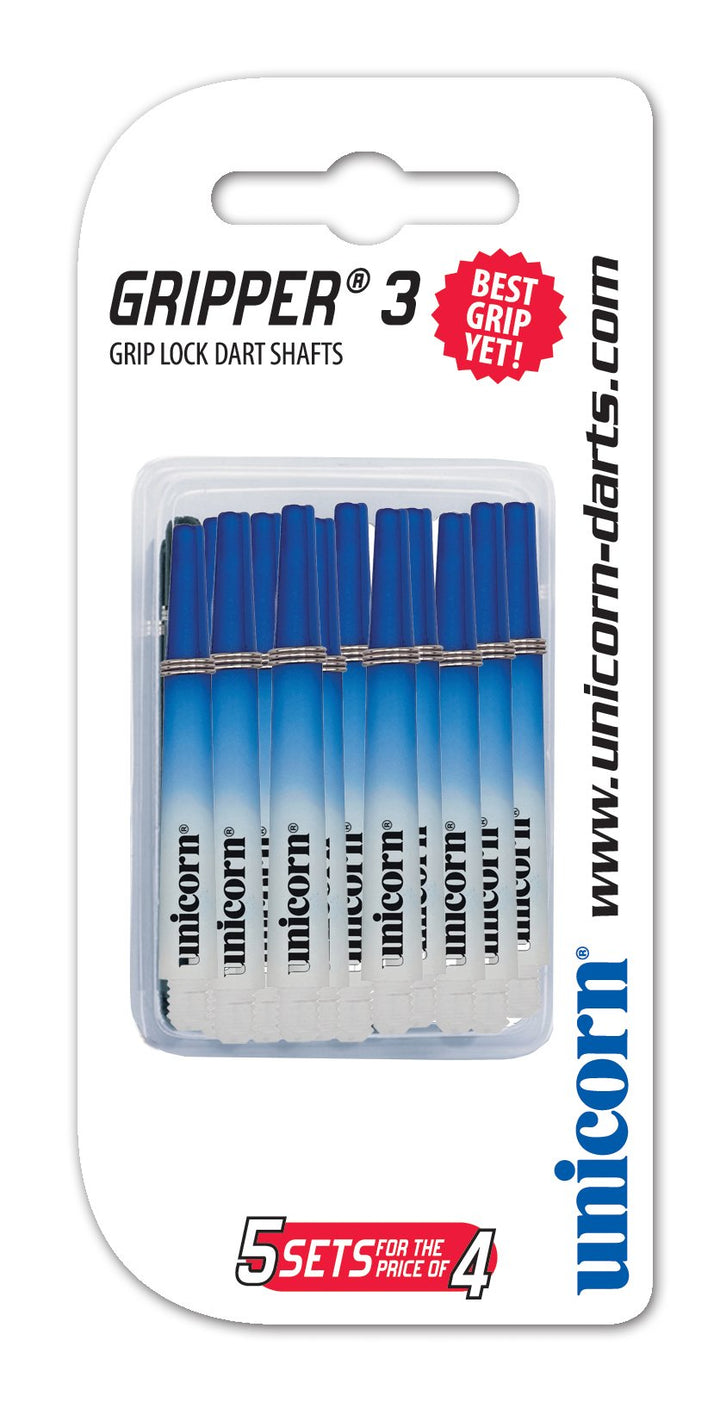 Unicorn Gripper 3 Value Pack Blue / White Two Tone Ring Grip Dart Stems / Shafts
