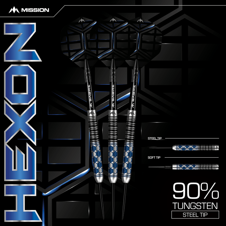 Mission Hexon Darts - Soft Tip - 90% - Blue PVD