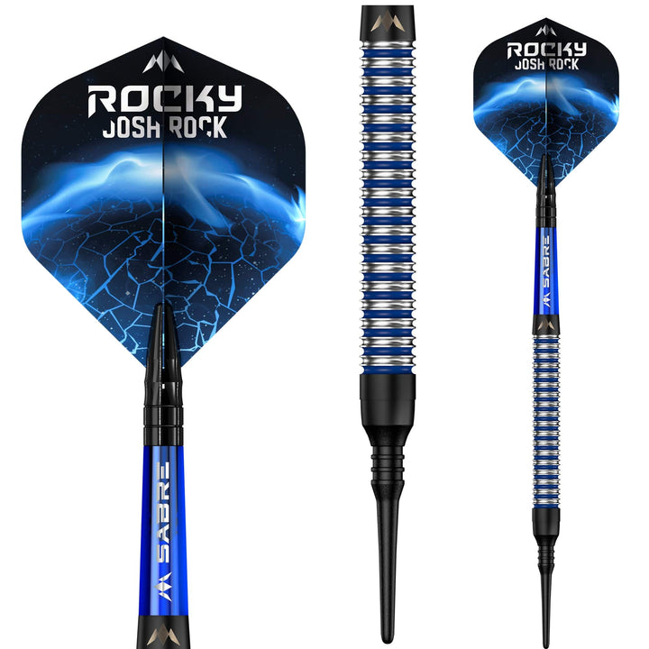*Mission Josh Rock Darts v1 - Soft Tip - 95% - Rocky - Black & Blue - 18g