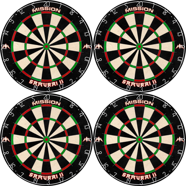 Mission Samurai II Dartboard - Ultra Thin Wire - Professional Board - Pack of 4