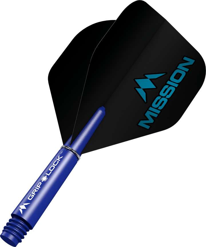 Mission Logo No2 Dart Flights Combo With Griplock Shafts Blue / Short