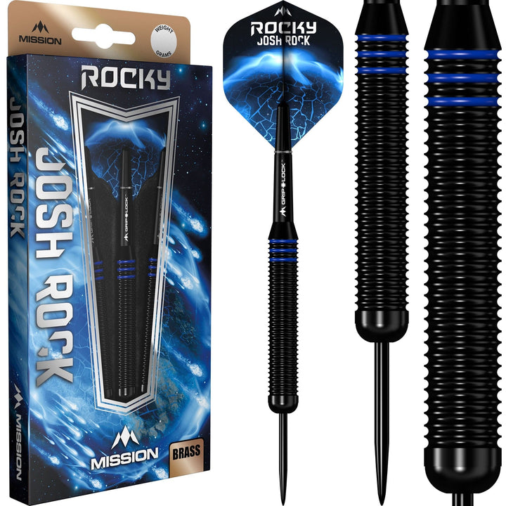 *Mission Josh Rock Darts - Steel Tip - Brass - Rocky - Black & Blue