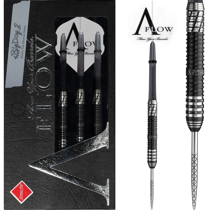 Dynasty Darts - Black Line - Steel Tip - Randy Van Deursen - Big Dog 2 - Black & Silver - 23g