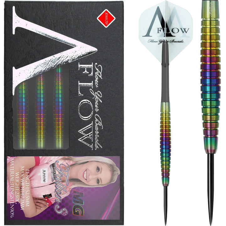 Dynasty Darts - Black Line - Steel Tip - Fallon Sherrock - Rainbow - 23g