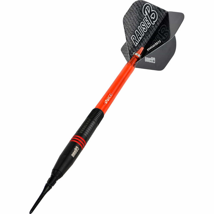 One80 Raise B Darts - Soft Tip - Black - Red Rings