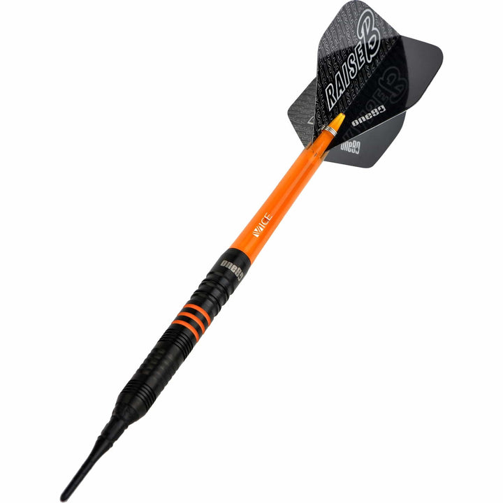 One80 Raise B Darts - Soft Tip - Black - Orange Rings