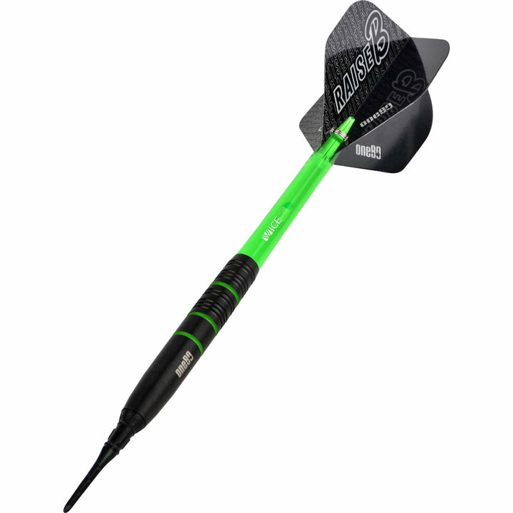 One80 Raise B Darts - Soft Tip - Black - Green Rings