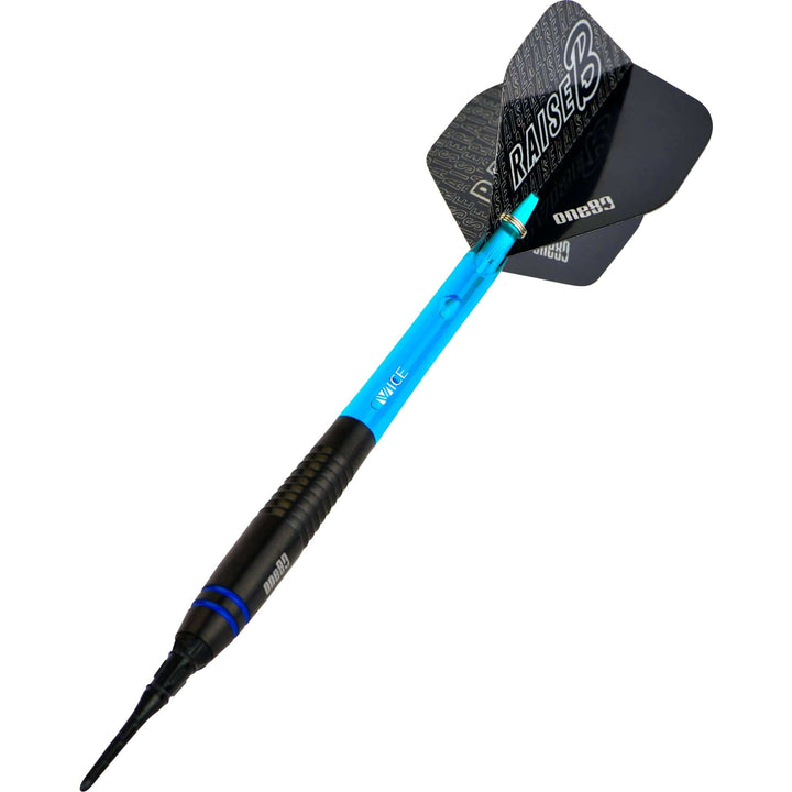 One80 Raise B Darts - Soft Tip - Black - Blue Rings