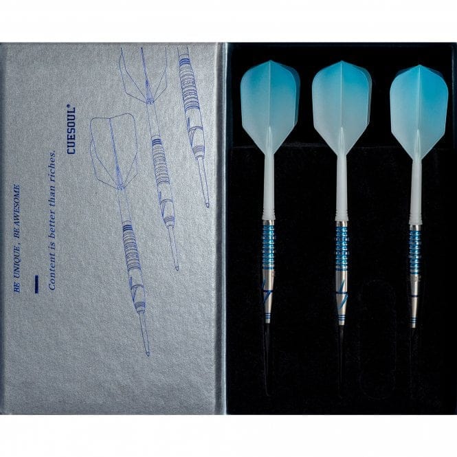 *Cuesoul - Soft Tip Tungsten Darts - Blue Gem Stone - Oil Paint Finish