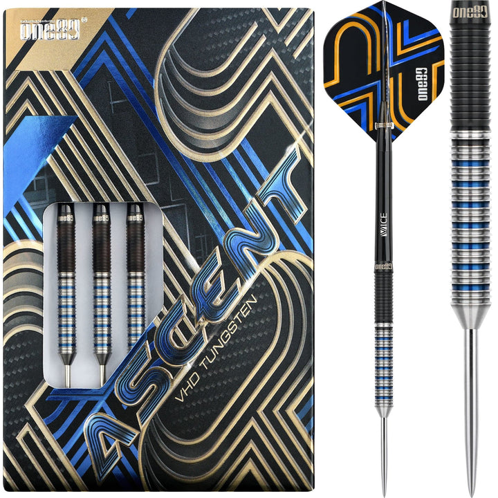 *One80 Ascent Darts - Steel Tip - S01 - Black & Blue 22g