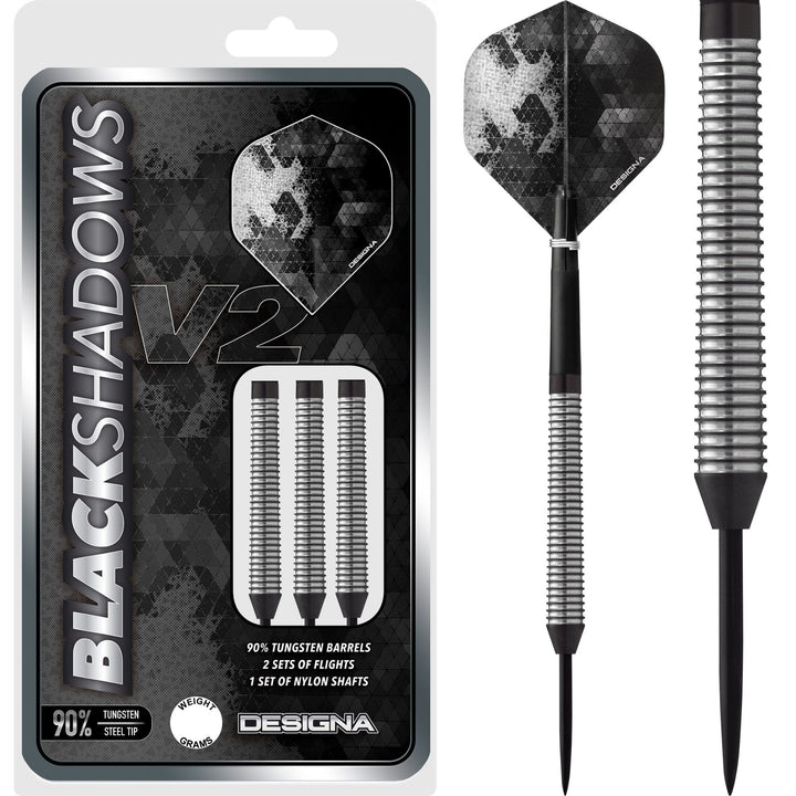 *Designa Black Shadow V2 Darts - Steel Tip - M4 22g