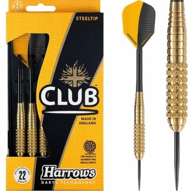 Harrows Club Brass Darts - Steel Tip - Solid Precision Brass - S05 - 22g