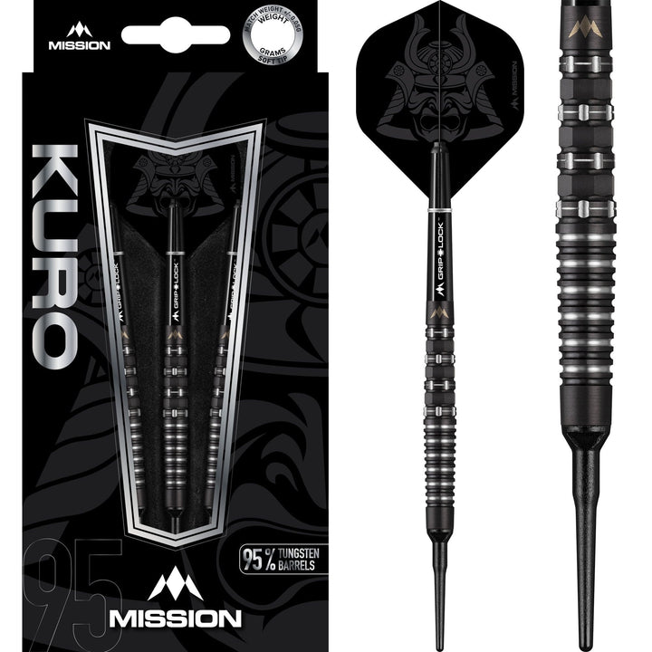 *Mission Kuro Darts - Soft Tip - Black - M3 - Rear Iso-Grip 20g