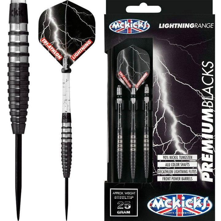 *McKicks Premium Black Darts - Steel Tip Tungsten - Titanium 21g