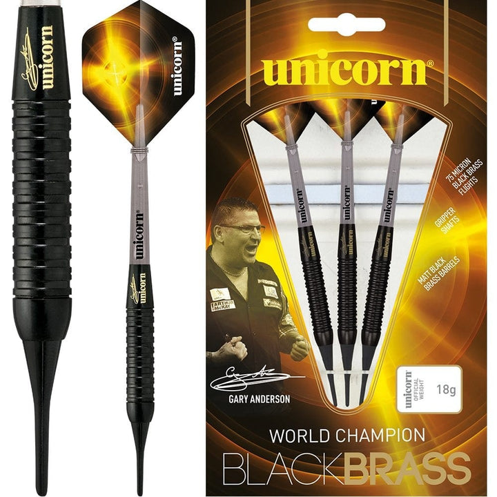 *Unicorn WC Black Brass - Soft Tip - GA1 - Gary Anderson - Black