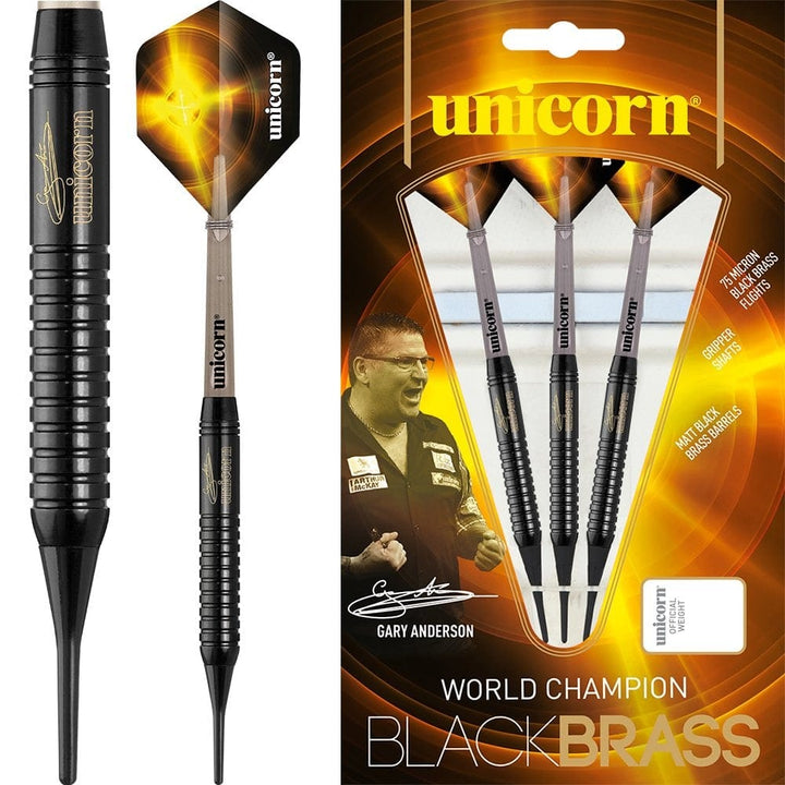 *Unicorn WC Black Brass - Soft Tip - GA2 - Gary Anderson - Black