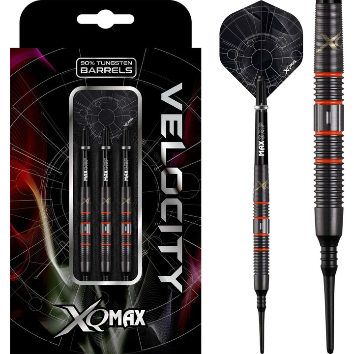*XQMax Velocity Darts - Soft Tip - M3 - Black with Orange