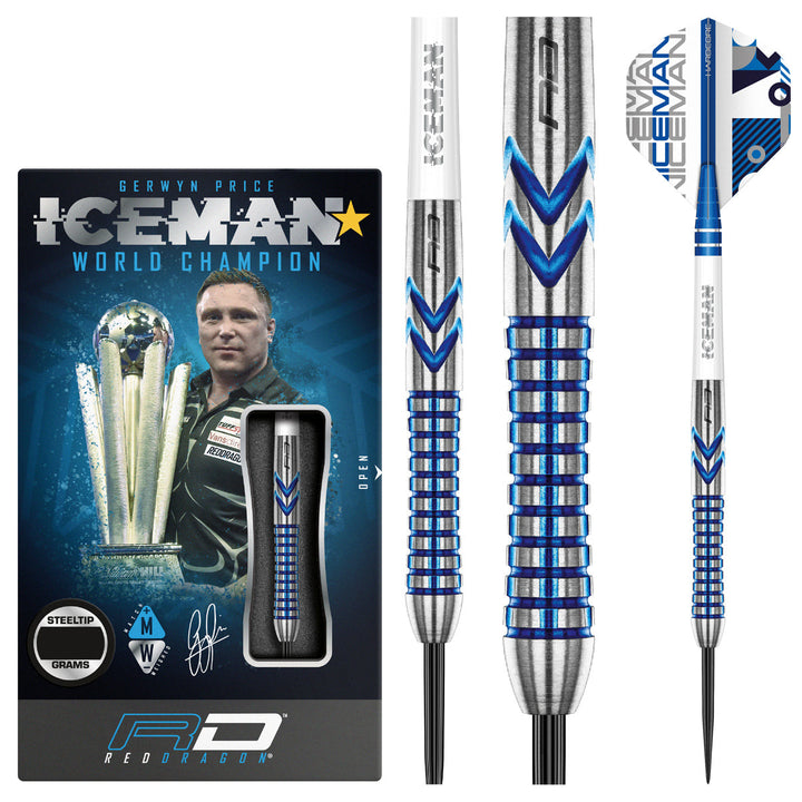 Gerwyn Price Iceman Contour 90% Tungsten Steel Tip Darts by Red Dragon