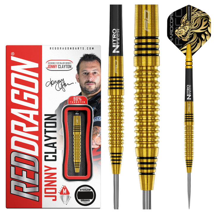 Jonny Clayton Gold 90% Tungsten Steel Tip Darts by Red Dragon