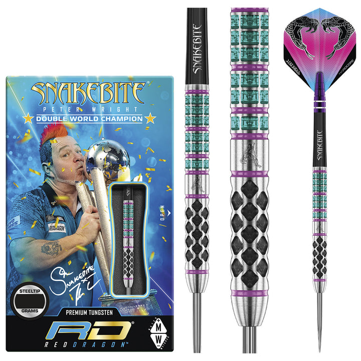 Peter Wright Supa Venom 90% Tungsten Steel Tip Darts by Red Dragon