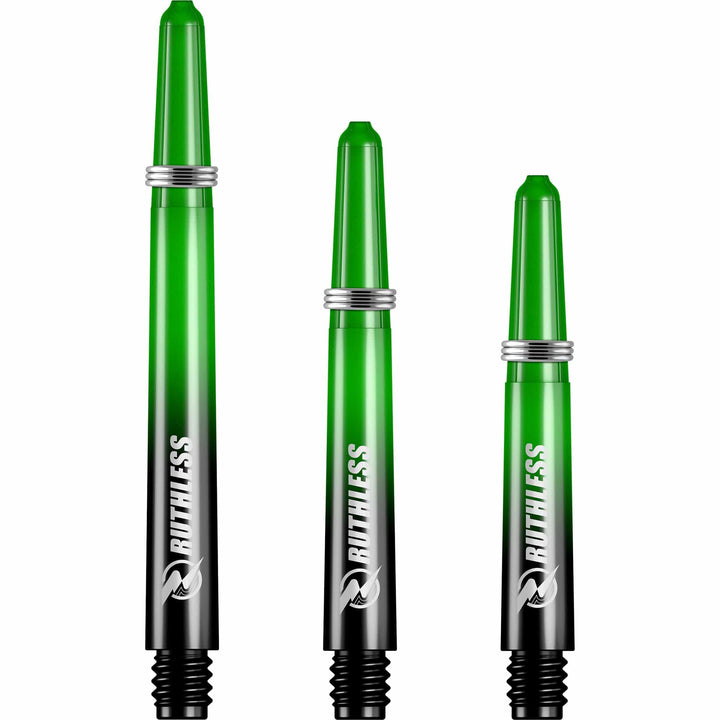 Ruthless Deflectagrip Dart Shafts - Two Tone - Polycarbonate Stems with Springs - Green