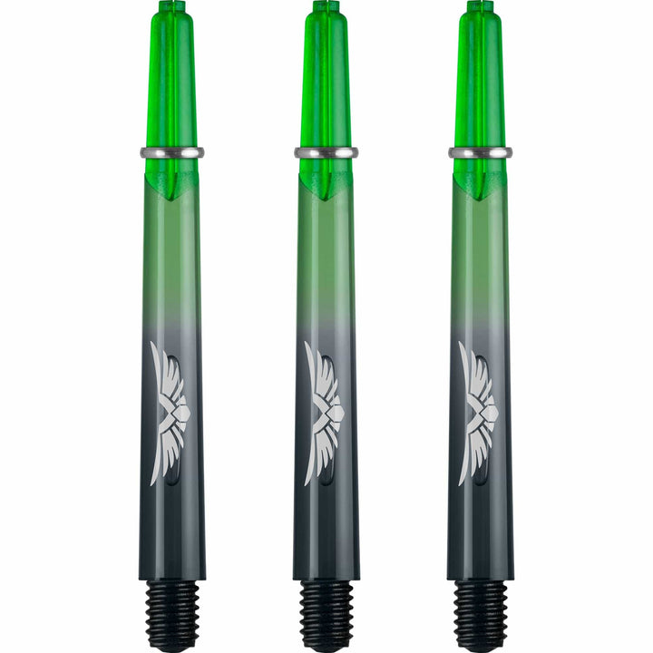 *Shot Eagle Claw Dart Shafts - with Machined Rings - Strong Polycarbonate Stems - Black Green Medium