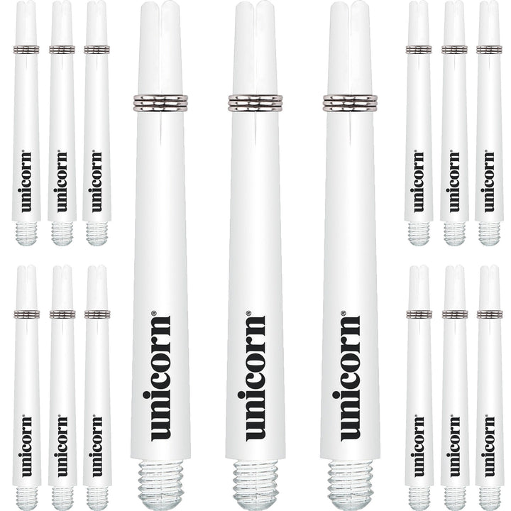 Unicorn Gripper 3 Dart Shafts - VALUE PACK - 5 Sets - White Medium