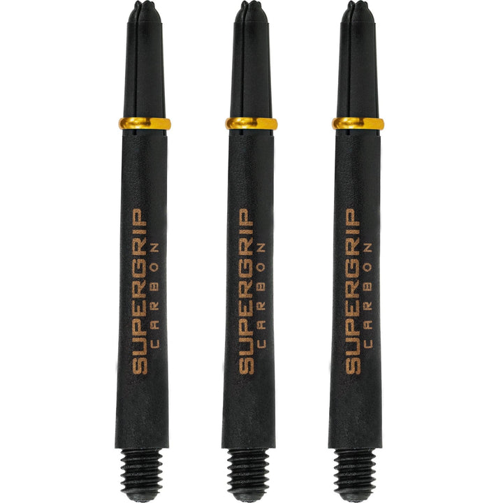Harrows Supergrip Carbon Dart Shafts - Black & Gold Medium