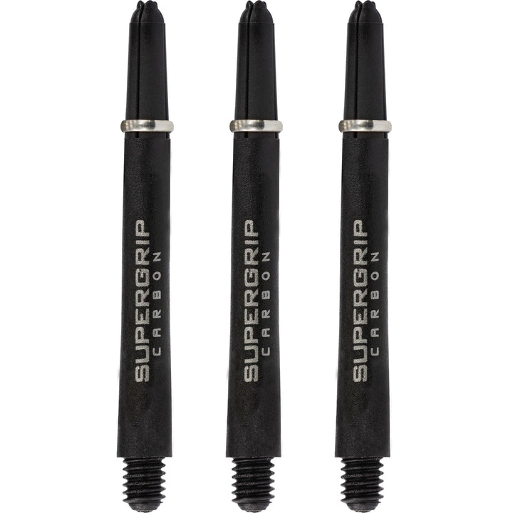 Harrows Supergrip Carbon Dart Shafts - Black & Silver Medium