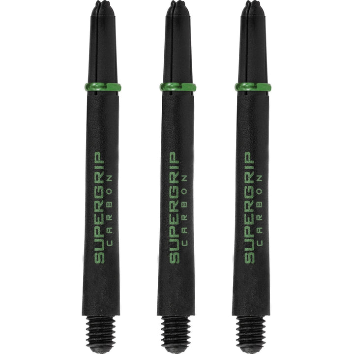 Harrows Supergrip Carbon Dart Shafts - Black & Green Medium