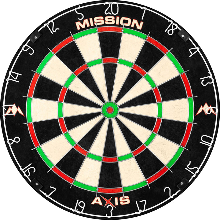 Dartboard Set: Mission Axis Dartboard + Black Jigsaw Surround + Throwline + 6 Darts